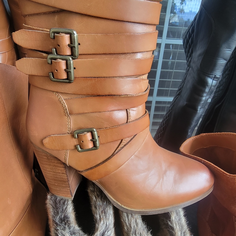 Two by Vince Camuto Brown Strappy Heeled Boots